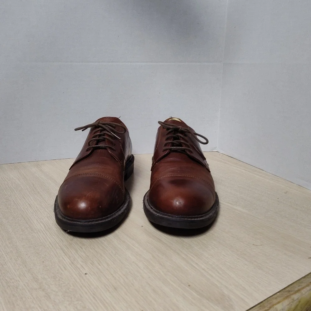 Johnston‎ & Murphy Men 10.5 Brown Leather Cap Toe Oxford Dress Shoes Handcrafted